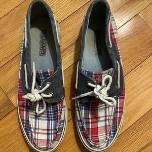 Red White and Blue Sperry Canvas Boat Shoes
